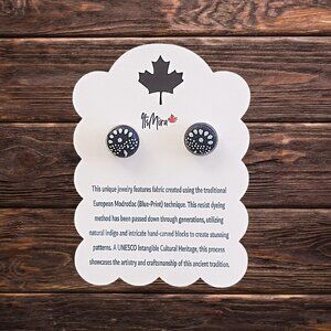 "Mama Pav" UNESCO "Modrotlač" Blueprint Stud Earrings - Artisan Crafted